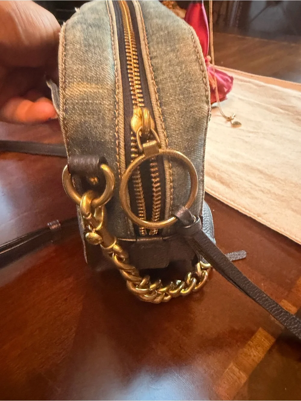 Coach Tea Rose Denim Floral Appliqué Crossbody Bag